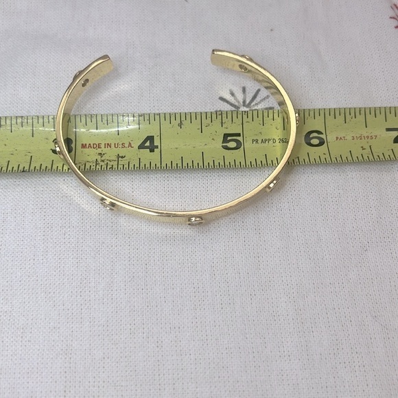 Gold Crystal Bangle Cuff Bracelet - Picture 7 of 8